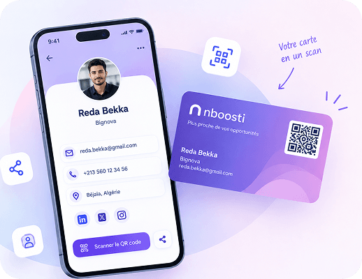 Aperçu de la carte de visite numérique Nboosti sur téléphone